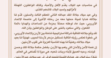 الملك عبدالله الثاني يهنئ شعبه في عيد ميلاده